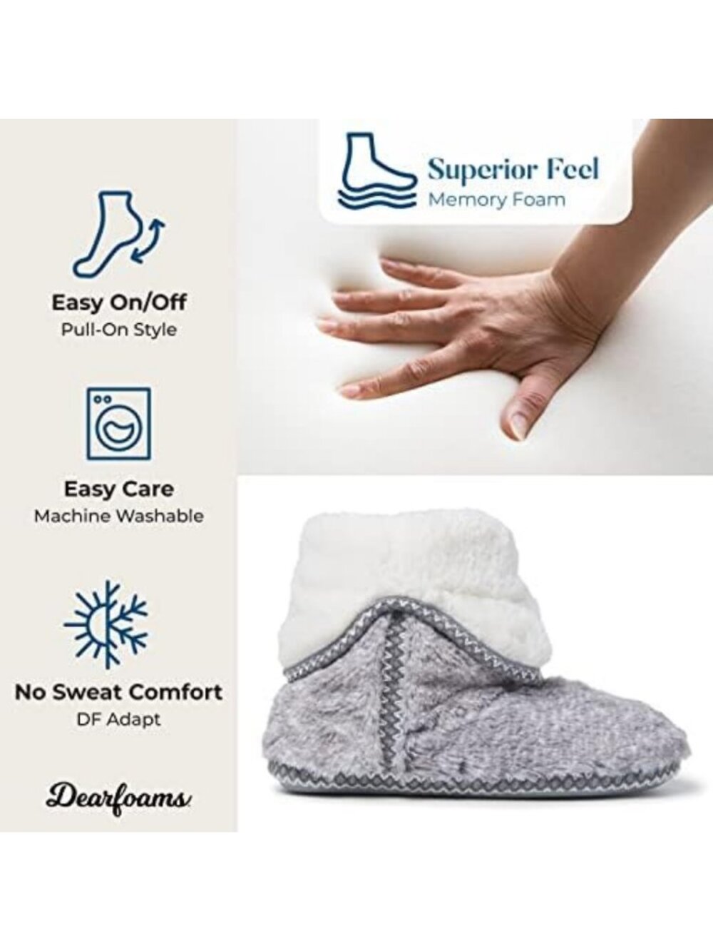 Cozy Fuzzy Memory Foam Bootie Slippers with Grippers for Women - Perfect for - Picture 4 of 6